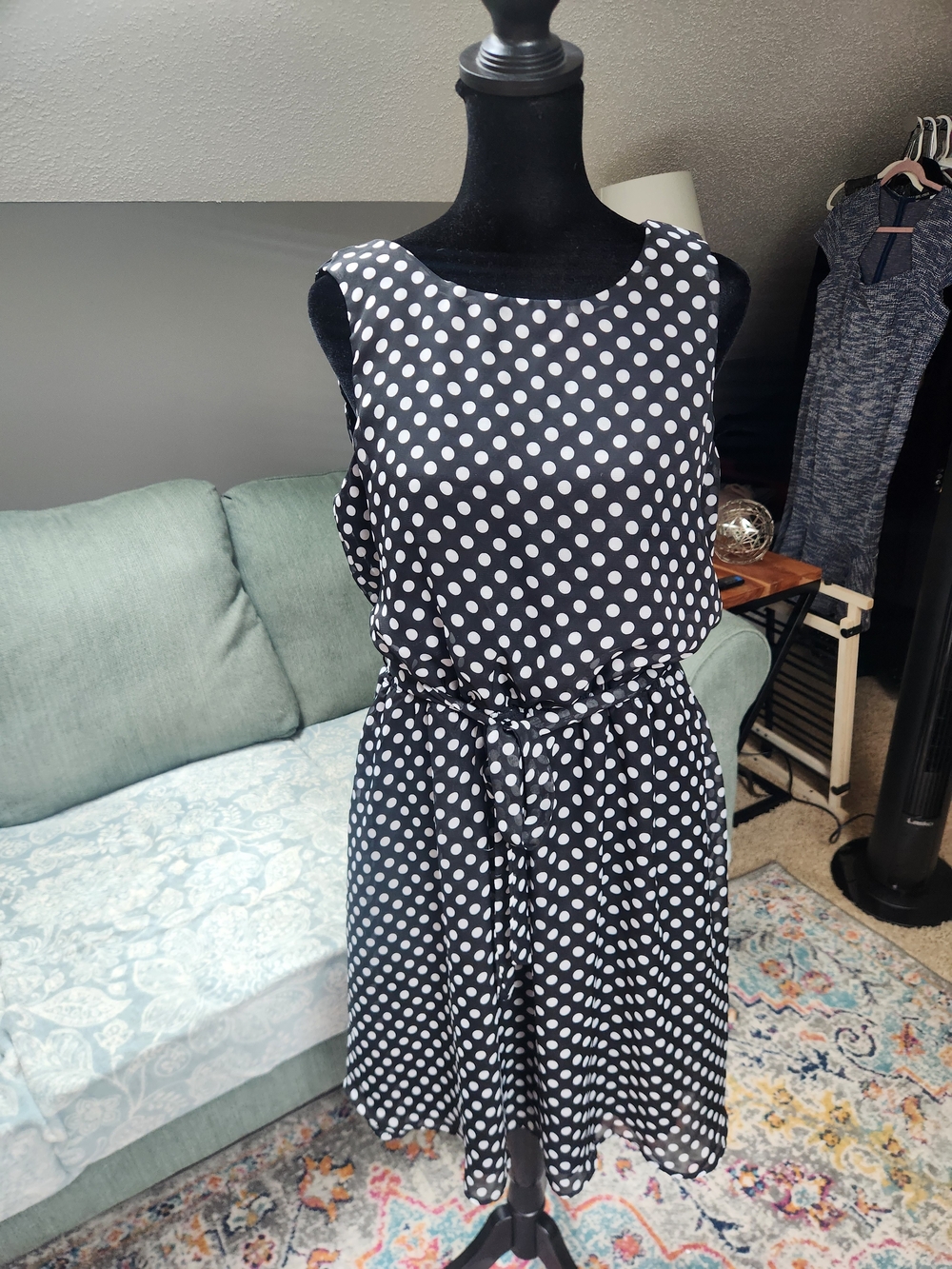 A-List Classic Black and White Polka Dot Sleeveless Dress Medium Great Condition